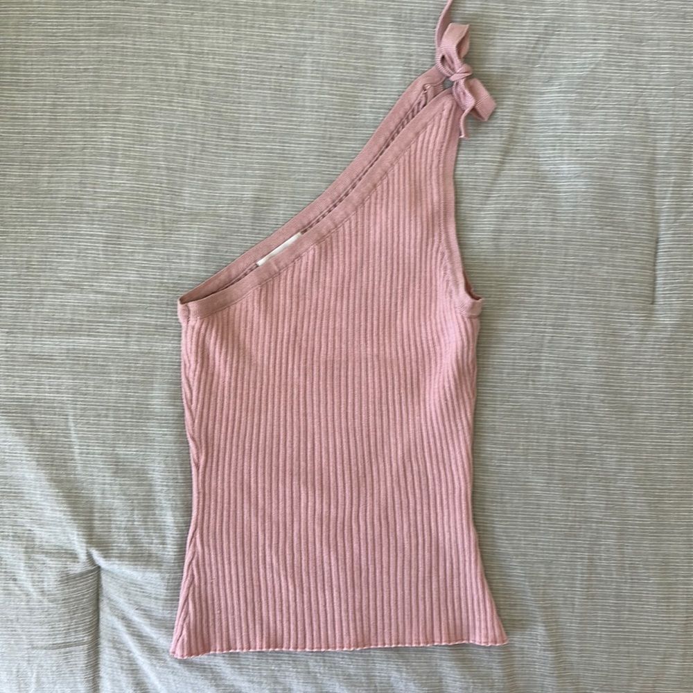 Light pink one shoulder crop top size M.